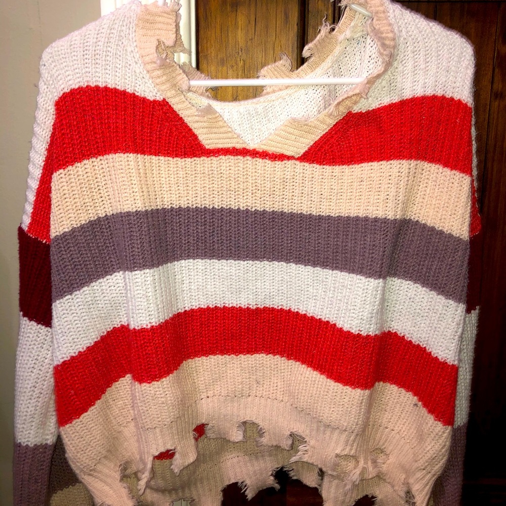 Striped v-neck sweater